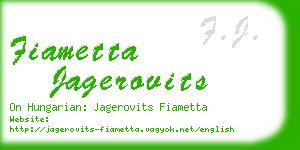 fiametta jagerovits business card